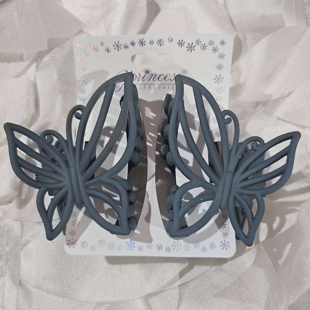 Blue Gray sm Butterfly Clip Set