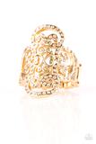 Regal Regalia - Gold - Peach Rhinestones Ring
