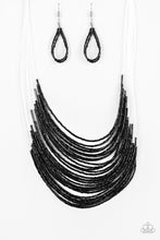 Load image into Gallery viewer, Catwalk Queen - Black Seed Beads - Necklace &amp; Earrings
