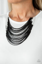 Load image into Gallery viewer, Catwalk Queen - Black Seed Beads - Necklace &amp; Earrings
