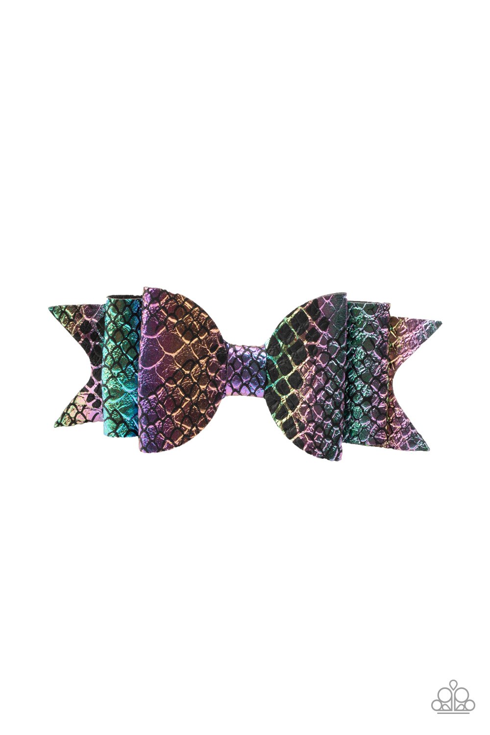 BOW Your Mind - Black Multi - Rainbow Scale Pattern - Hair Clip