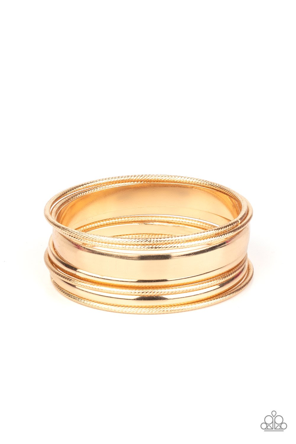 SAHARA SHIMMER - GOLD BANGLE BRACELET SET - PAPARAZZI