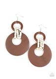 Beach Day Drama - Brown - Wooden Earrings