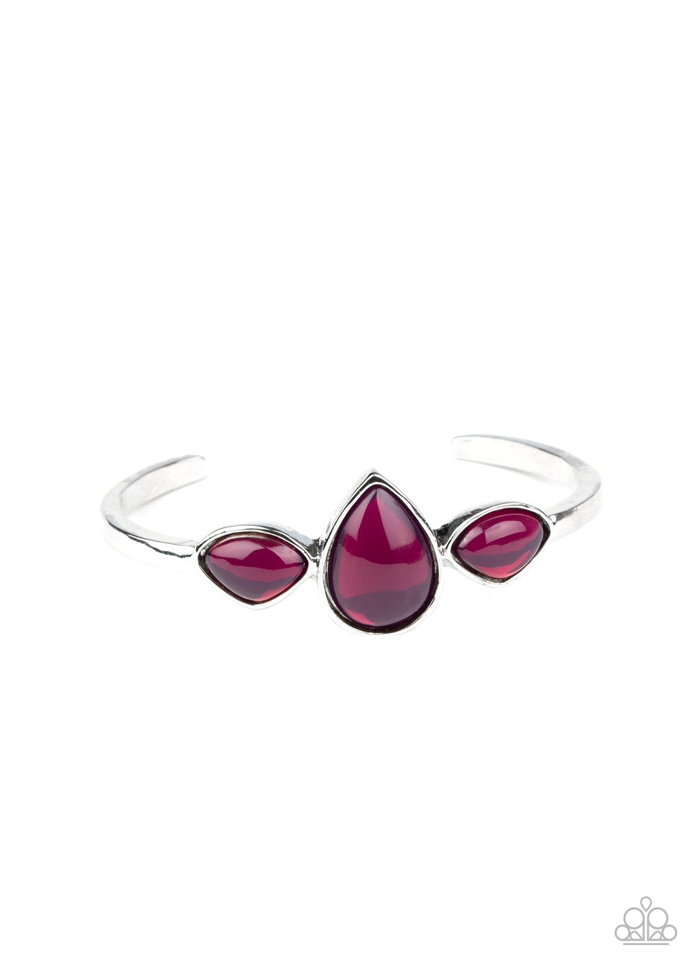 Boho Beach Babe - Purple Stones - Silver Cuff Bracelet