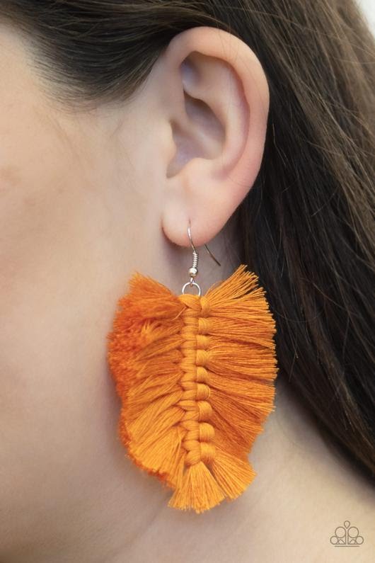 Knotted Native - Orange Fringe Earrings