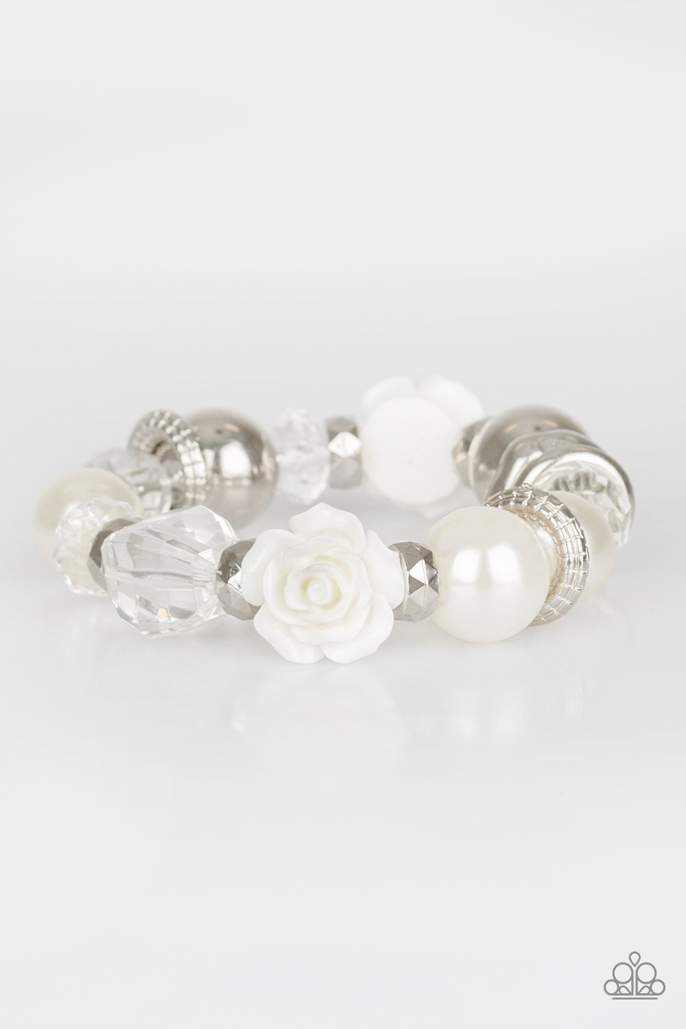 Here I Am - White Rose - Stretchy Bracelet