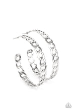 Load image into Gallery viewer, Climate CHAINge - Silver Hoop Earrings
