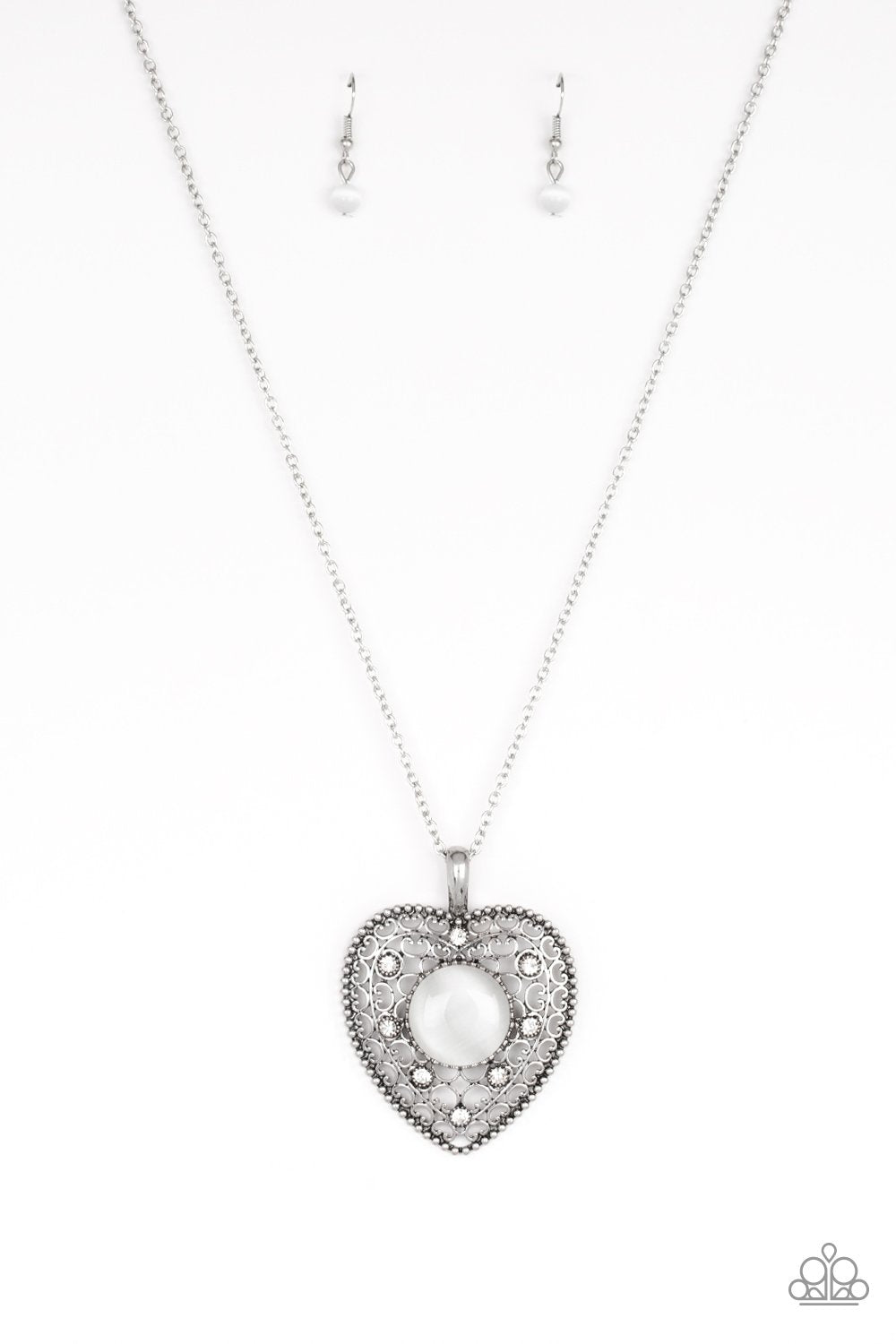 One Heart - White Moonstone - Necklace & Earrings