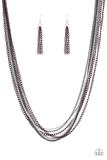 Colorful Calamity - Purple Chains - Mismatched Gunmetal and Silver - Necklace 