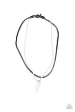 Load image into Gallery viewer, ARROWHEAD ANVIL - PAPARAZZI - SILVER ARROWHEAD BLACK CORD BALL CHAIN URBAN NECKLACE

