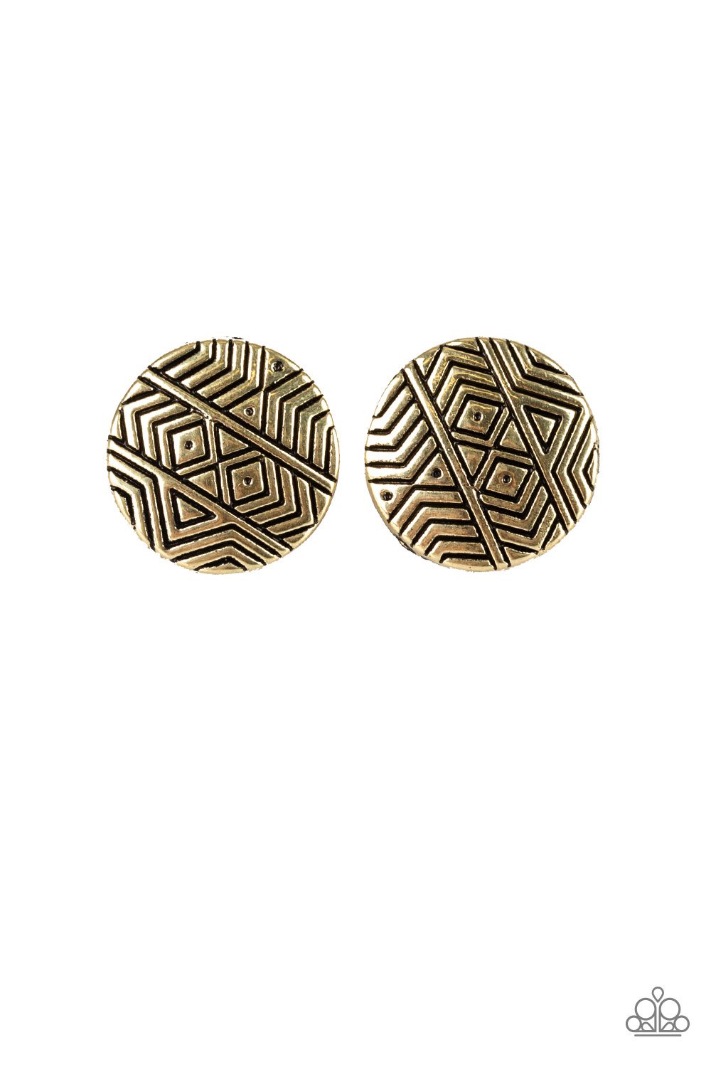 Bright As A Button - brass - Paparazzi earrings