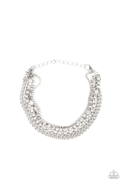 Brilliantly Beaming - White - Paparazzi bracelet