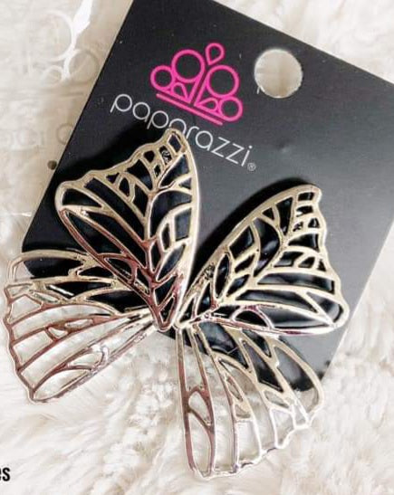 Butterfly Frills Silver Earrings Life of the Party