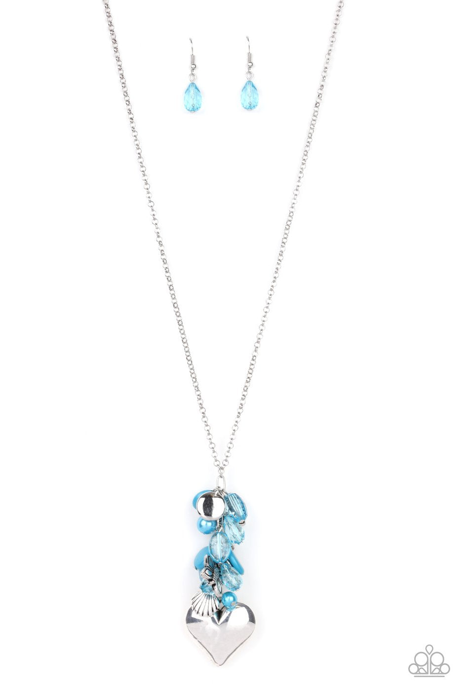 Beach Buzz Blue Necklace Heart Charm Butterfly