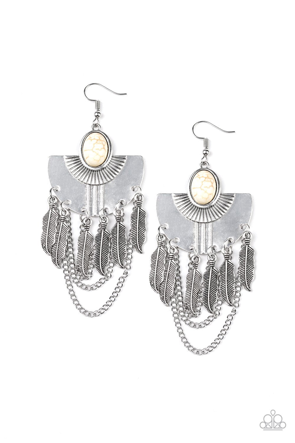 Sure Thing Chief - white - Paparazzi earrings