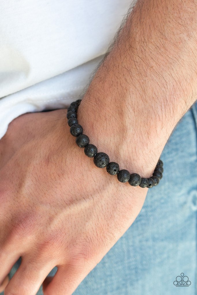 Focused - Black Lava Rock Bracelet-Paparazzi Accessories